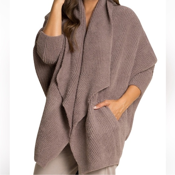 BAREFOOT DREAMS Chevron Ribbed Cardi CozyChic Open Front Dolman Sleeve L/XL - Picture 1 of 9